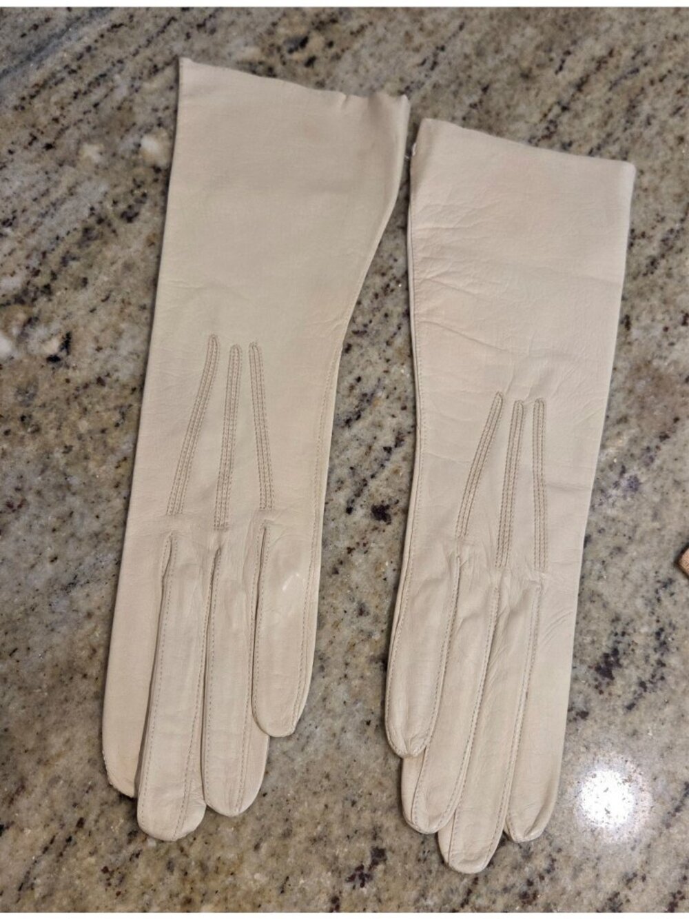 New! Vintage Women Size XS S 6.5 Yellow Leather Formal 12" Long Gloves Glacelav